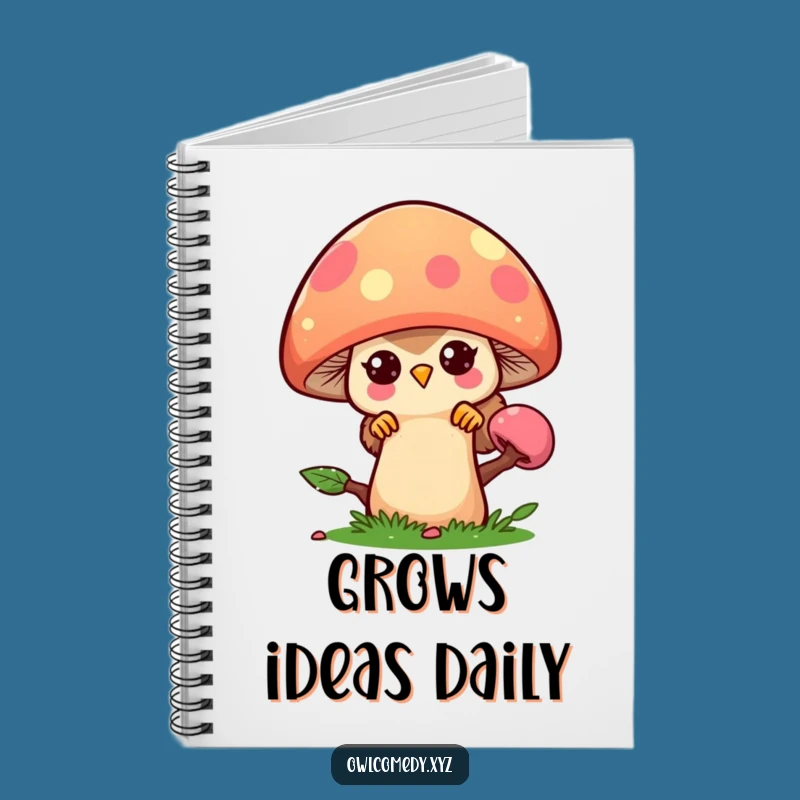 Funny Kawaii Owl Mushroom Notebook - Cute Journal - Funny Gift