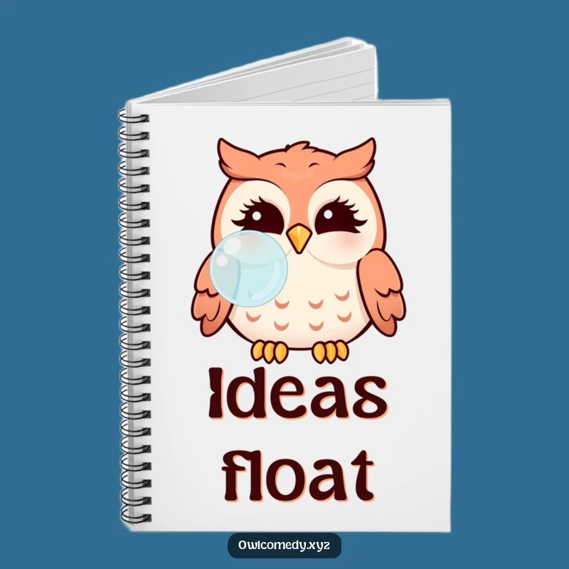 Funny Kawaii Owl Bubble Blowing Notebook - Jot Down Your Funniest Ideas