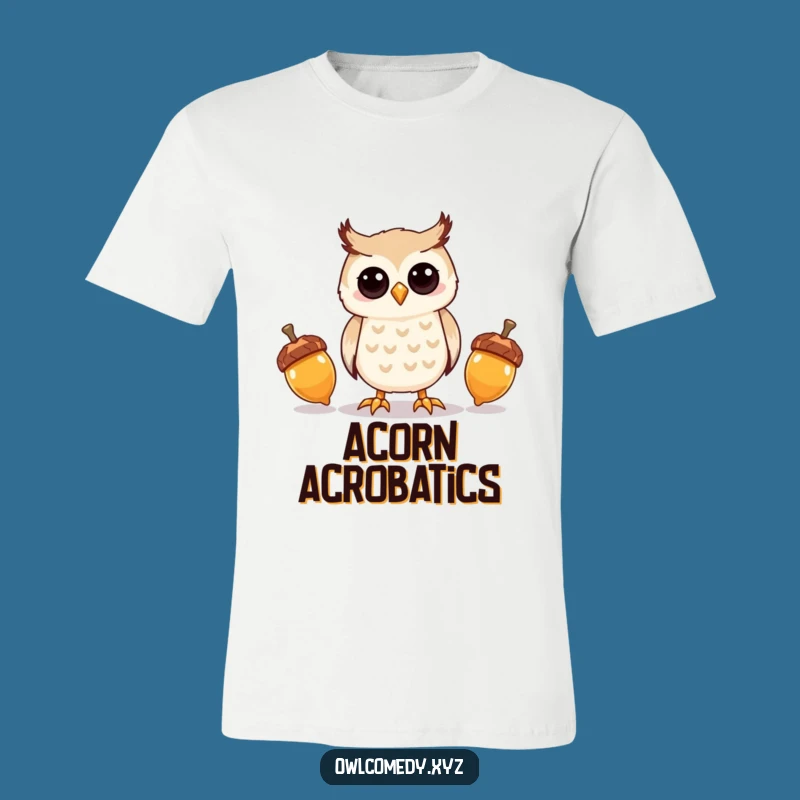 Funny Kawaii Owl Acorn Juggling T-Shirt - Cute Skillful Tee - Funny Gift