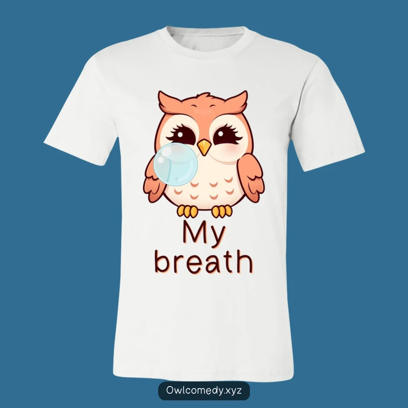 Funny Kawaii Owl Bubble Blowing T-Shirt - Adorable & Humorous Tee