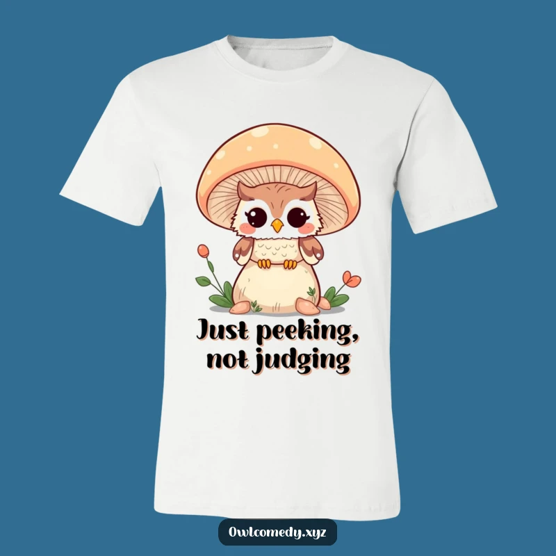 Funny Kawaii Owl Mushroom Wink T-Shirt - Cute & Comical Tee