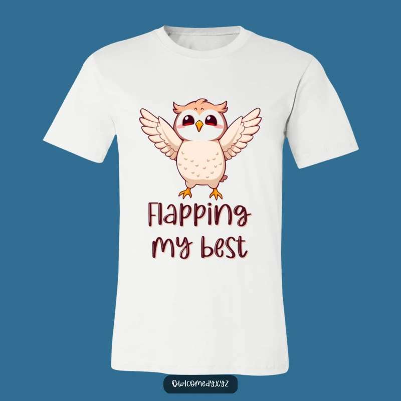 Kawaii Owl Flap Funny T-Shirt: Joyful Character Tee, Great Gift
