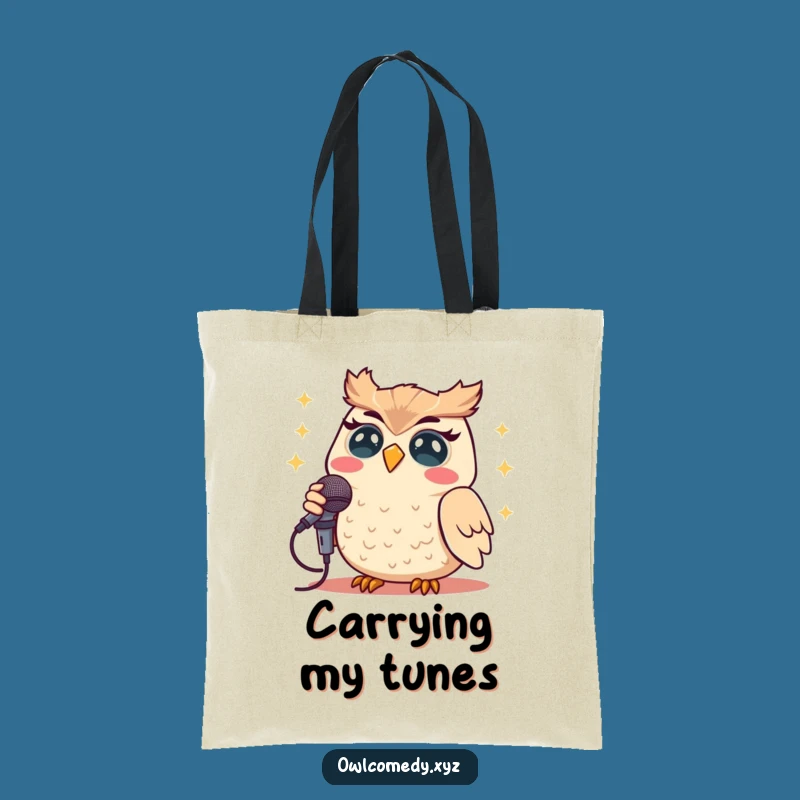 Funny Kawaii Owl Singing Tote Bag - Humorous Accessory for Music Lovers