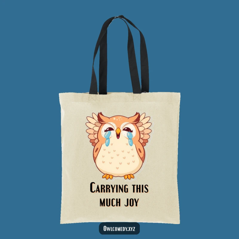 Funny Kawaii Owl Giggling Tote Bag: Durable Cartoon Bird Carryall Perfect Gift